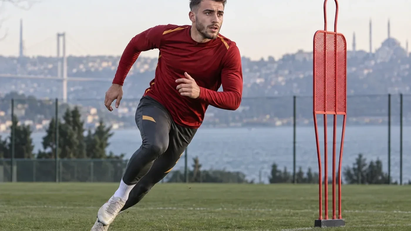 Barış Alper Yılmaz tập chạy từ cánh yếu vào cột xa