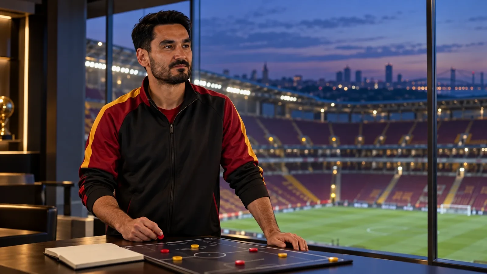 İlkay Gündoğan quan sát sân từ phòng phân tích
