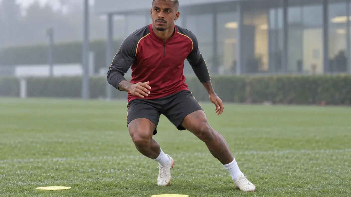 Mario Lemina tập đổi hướng trong bài vận động có kiểm soát