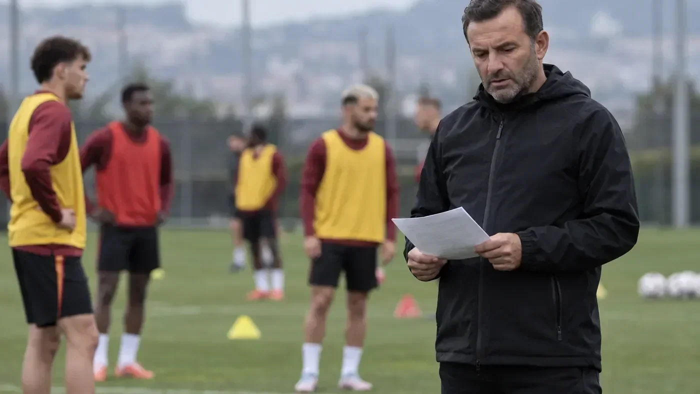 Okan Buruk quan sát buổi tập và chuẩn bị chiến thuật cho Galatasaray